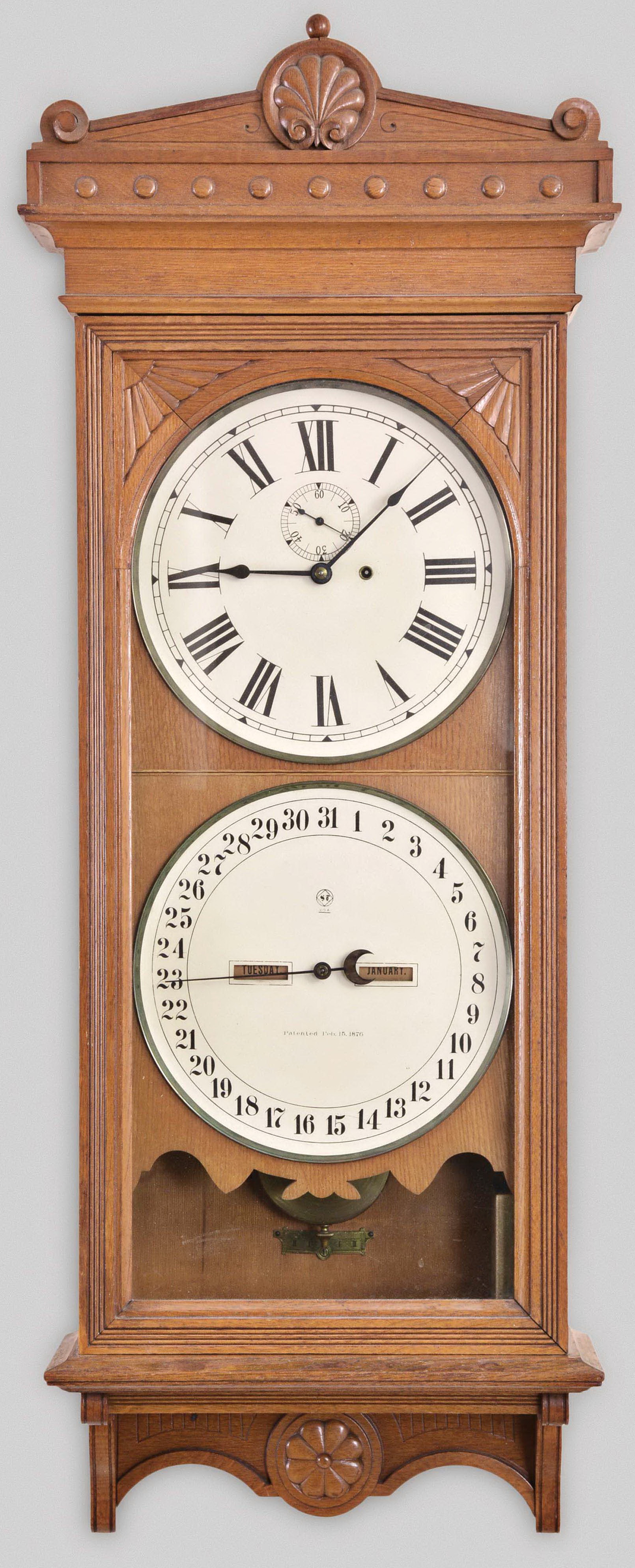 Seth Thomas No. 13 Weight Driven Calendar Clock, Oak, Made January 1895